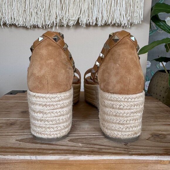 MARC FISHER Jazlyn Silver Studded Ankle Strap Espadrille Wedge Sandals Size 7.5 - Picture 11 of 14